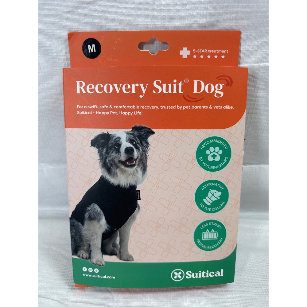 Suitical Recovery Suit Dog‎ Black Size Medium Full Body Post-Operative Wrap